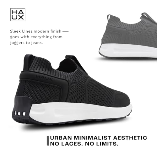 Image of HAUX Men's Slip-On Running Shoes | Lightweight Sports Sneakers with Memory Foam Cushioning | Walking, Gym, Jogging, Training | Ultra Comfort & Style