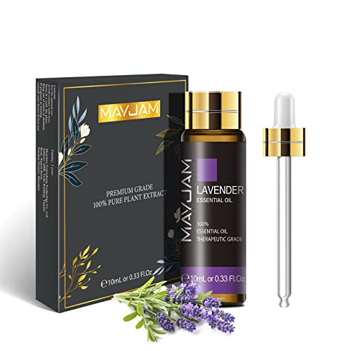 MAYJAM Aceites Esenciales de Lavanda 10 ml, 100% Aceites Esenciales Naturales Puros, Aceite Esencial de Aromaterapia de Grado Terapéutico, Aceites de Fragancia para Humidificador, Regalos Perfectos