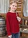 Haloumoning Girls Long Sleeve Shirts Kids Fashion Crew Neck Tunic Tops Blouse 5-14 Years Red