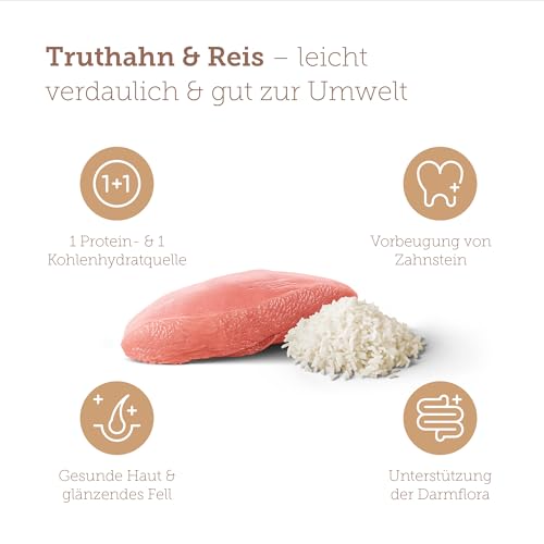 MERA Pure Sensitive Mini Truthahn & Reis, Hundefutter trocken für kleine und Sensible Hunde, Trockenfutter aus Truthahn und Reis, kleine Kroketten ohne Weizen und Zucker (4 kg)