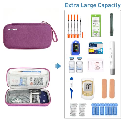 Image of Insulin Cooler Travel Case, 2x150g Ice Pack TSA Approved, Burgundy | EVA Insulation Travel Medicine Kit for 1-5 Pens & Diabetic Supplies, Diabetes Care, Portable Handle for Daily Use & Trip