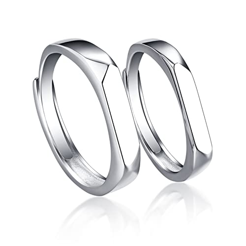 Bague argent réglable KnSam, anneau de couple haut de gamme barre simple