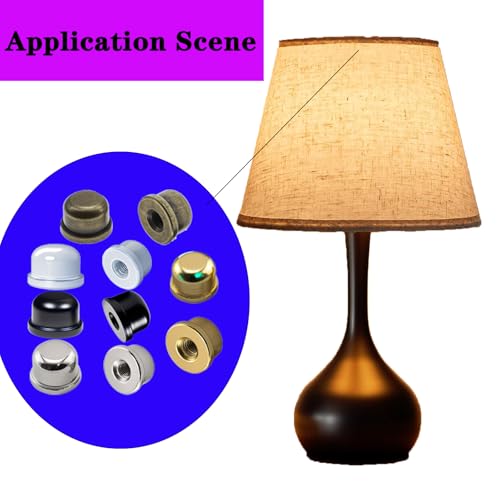 Image of Metal Lamp Finials, 1 /4-27 Thread, 1 /2 Inch Lamp Shade Nuts for Harp Tops | 10 Mixed-Finish Brass Finials with 1 /4-27 Female Threads For Compatible Table, Floor, Desk And Bedside Lamp Harps