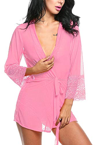 Image of Xs and Os Women Babydoll Nightwear Robe Lingerie Set