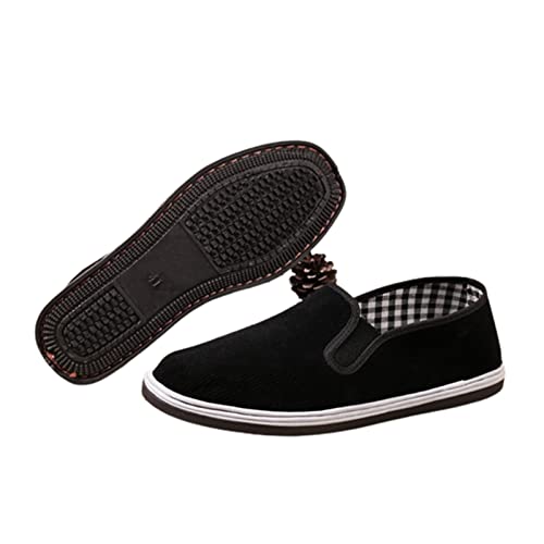 Black Cloth Old Beijing Cloth Shoes, Men's Chinese Traditional Non Slip Breathable Slip-On Martial Arts Shoes, Comfortable Traditional Canvas Rubber Sole, for Martial Art, Tai Chi