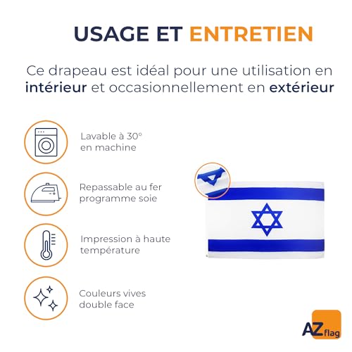 Drapeau Israël grand format 250x150 cm en polyester avec oeillets AZ FLAG