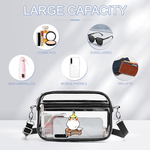 Naughty Cockatiel Clear Purse Messenger Bag Crossbody Bags with Adjustable Shoulder Strap Front Pocket3