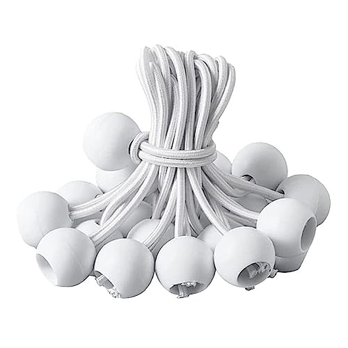 LATRAT Bungee Ball,Tenditori Elastici con Sfera Corde Elastiche con Sfere per Tendoni Banner Elastici Fissaggio, Bianco 25