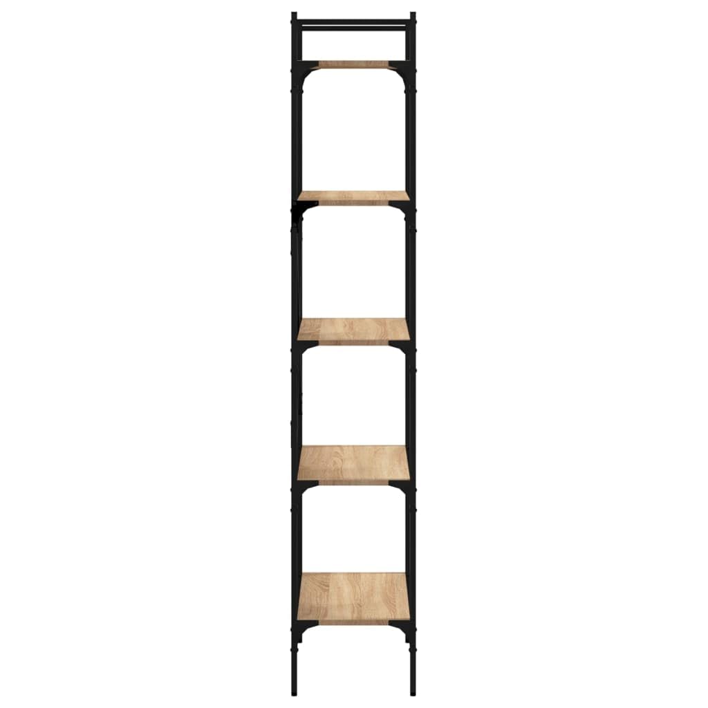 Bücherregal mit Metallrahmen, 5 Fächer, 56x31,5x174 cm, Standregal aus Holzwerkstoff in Sonoma-Eiche, viel Stauraum für Bücher und Dekoration, pflegeleicht mit feuchtem Tuch,