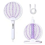 LLXXM Raqueta Matamoscas Electrica,3 en 1 Lámpara Anti Mosquitos,Matamoscas Eléctrico Recargable USB-C,para el Hogar,...