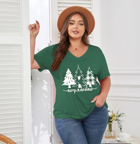 Image of ForHailey Women's Plus Size Short Sleeve Tee Shirt V Neck Basic Ladies Loose Fit T Shirt 1X-5X