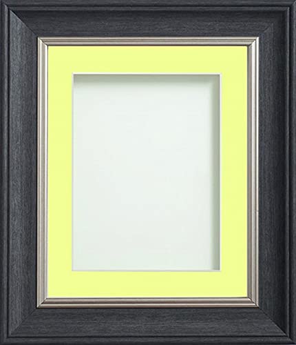Frame Company Drummond Range Charcoal 7x5 inch Picture Photo Frame with Lemon Bon Bon Mount for Image 6x4 inch * Choice of Sizes* Fitted with Real Glass