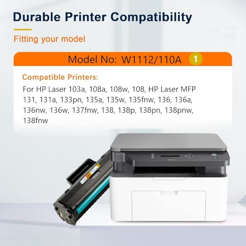 Image of 110A Toner Cartridge for HP 110A (W1112A) for HP LaserJet 108 /108a /108w /136 /136a /136w /136nw /138 /138pnw /138fnw (TN-110A 1PIC)