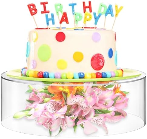 Jucoan Clear Acrylic Cake Stand, Dessert Display Stand Cupcake Stand with Hollow Bottom, 12 Inch Round Cylinder Display Riser for Wedding Birthday Baby Shower Dessert Table Display, No Lid