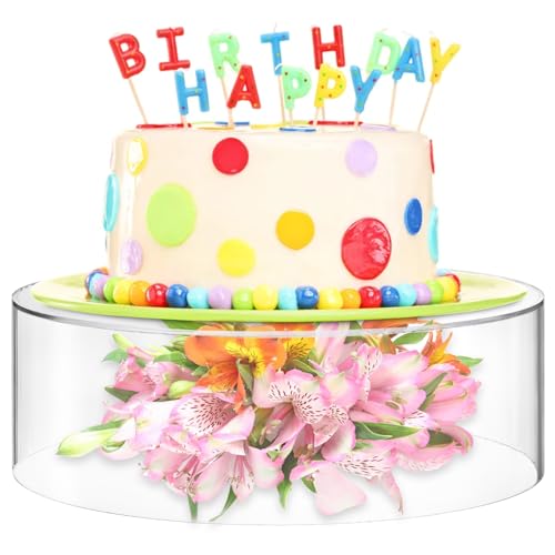 Jucoan Clear Acrylic Cake Stand, Dessert Display Stand Cupcake Stand with Hollow Bottom, 11.8 Inch Round Cylinder Display Riser for Wedding Birthday Baby Shower Christmas Party Dessert Table Display