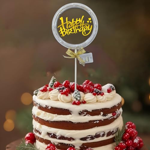 Image of Rozi Decoration Happy Birthday Cake Topper with Light Set of 1 | Happy Birthday Cake Topper Decoration Items | Cake Topper 2nd Birthday Decorations | Birthday Cake Topper for Husband