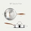 CAROTE 10" Tri-Ply Stainless Steel Deep Frying Pan with Lid, Non-Toxic Saute Pan, Oven Safe, Induction, Ceramic and Gas Cooktops Compatible, Silver #1