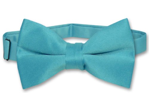 Vesuvio Napoli BOY'S BOWTIE Solid TURQUOISE BLUE Color Youth Bow Tie