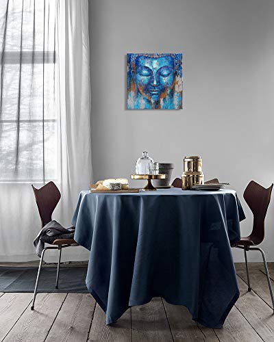 Yidepot Buddha Head Wall Decor: Indigo Blue Buddha Giclee Prints On Canvas Decorations For Living Room Office Wall Decor Buddha Wall Art Easy Hanging With Frame (12"X12"X1 Panel) #TOP3