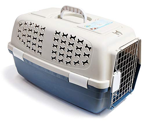 BPS Transportín Rígido para Perro o Gato, Animales Domésticos, Transportín para Viaje Tamaño M/L para Elegir 48 x 30 x 28 cm (Azul Oscuro, S) BPS-3204AO