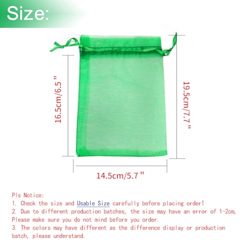 Image of Bezall 50Pcs 6x8 inches Sheer Organza Bags, Jewelry Drawstring Pouches Wedding Party Christmas Favor Gift Bags (Green)