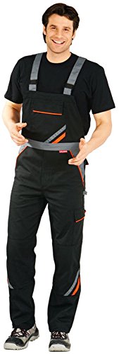 Planam Größe 48 Herren Visline Latzhose schwarz orange zink Modell 2431