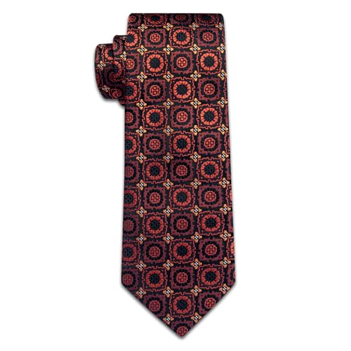 Image of YourTies Silk Paisley Floral Tie and Pocket Square Cufflinks with Lapel Pin Sets for Men 5PC Wedding Party