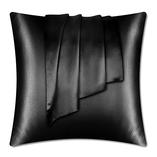 LULUSILK Kissenbezug, 100 % reine Seide, 16 Momme, mit verdecktem Reißverschluss, schont Haut und Haare, 1 Stück 80 x 80 cm Schwarz