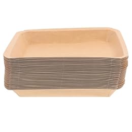 SOLUSTRE 50pcs Disposable Crawfish Trays Sturdy Paper Food Plates for Seafood Boil BBQ Parties Eco-Friendly Kraft Paper Serving Trays for Events and Gatherings