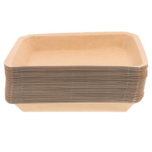 SOLUSTRE 50pcs Disposable Crawfish Trays Sturdy Paper Food Plates for Seafood Boil BBQ Parties Eco-Friendly Kraft Paper Serving Trays for Events and Gatherings