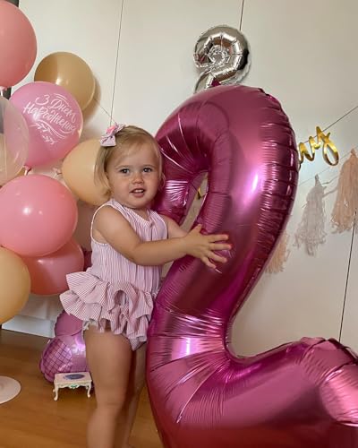 Image of Pink Number 7 Balloon 40 Inch, 7th Birthday Party Decorations, Giant 7 Foil Balloon for Party Supplies