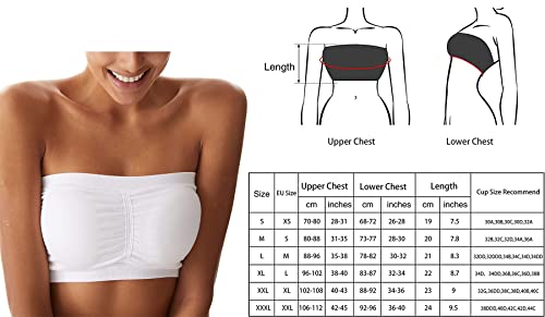 Fulier 2 Packs Women Bandeau Bra Padded Strapless Wireless Bralette Bra Seamless Bandeau Crop Tube Top Bra Bralette Nude, White #TOP5