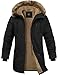 Lonya Winterjacke Herren Fleece Winterparka Warm Gefüttert Wintermantel Mit Kapuze Winddicht Lang Mantel Outdoor Parka Jacke für Männer, Schwarz, XXL
