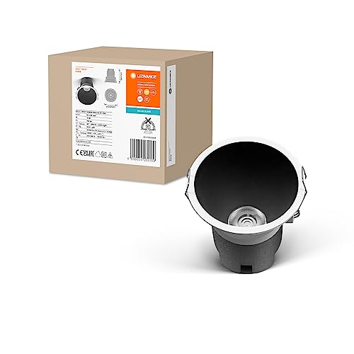 LEDVANCE Downlight empotrable SPOT TWIST, negro, 10W, 800lm, 830 WT, 93 mm de diámetro, color de luz blanco cálido, 90% menos consumo de energía en comparación con los downlights halógenos, 3000K