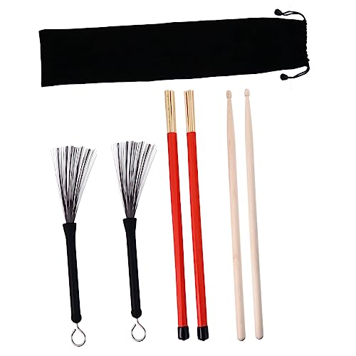Set de Baquetas y Escobillas para Batería 40 cm Negro miniatura 1