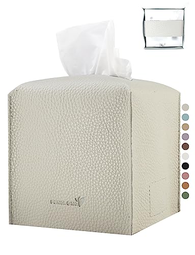 PENGLONG Tissue Box Cover 5X5X5'' PU Leather Tissue Holder Square