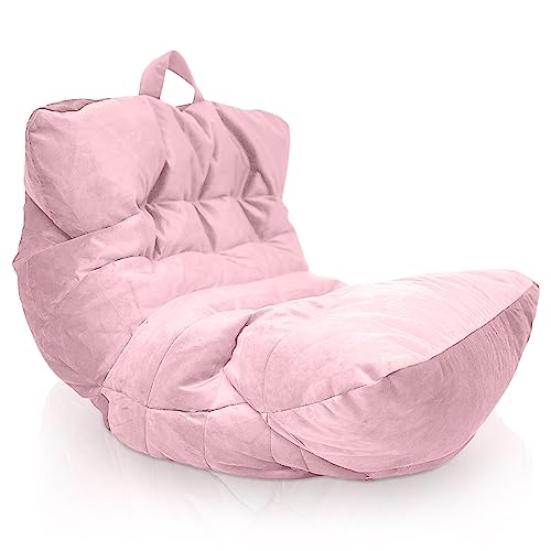 Aiire Fauteuil Pouf Salon Moderne - Pouffe Géant Interieur Adulte ou Ado avec Remplissage pour Décoration de la Chambre – Gros Bean Bag XXL ou Coussin de Sol Rose