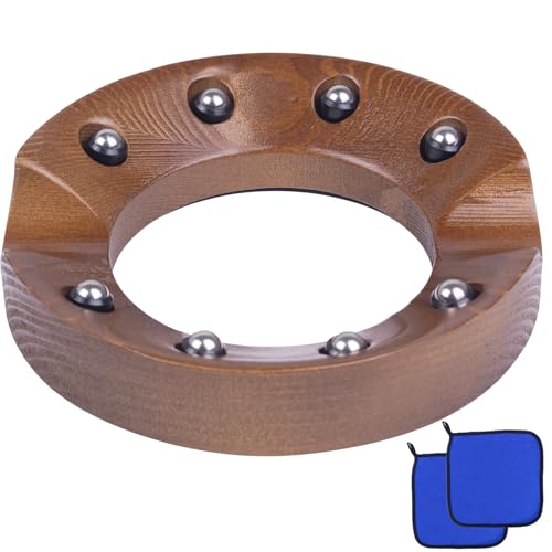 Walnut Wood Bowling Ball Spinner Stand – Premium Ball Holder with Anti-Slip Pad & 2 Cleaning Cloths – Compatible with All Bowling Ball Types – Durable & Elegant Design
