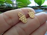 fatima hand armband silber  HAND GOLD EDELSTAHL STECKER goldfarbene Ohrringe, Fatimas Hand, Hamsa, antiallergisch, Stecker