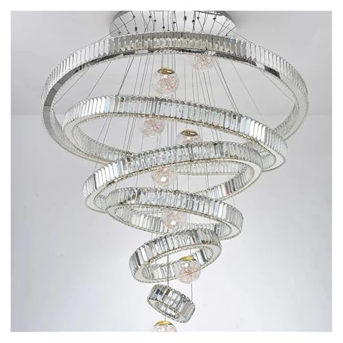 Genérico Lámparas de araña, Candelabro de cristal lujo arte moderno utilizado for restaurante, dormitorio, escalera, luces colgantes, diseño suspensión, accesorio colgante(Silver 8 rings)