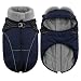 Queenmore Hunde Wintermantel Wasserdicht, Hundemantel mit Geschirr 3-Schicht Ausführung Reflektierend, Hundejacke Winter für Riesenrassen Labrador/Husky/Golden Retriever(Marineblau, 2XL)