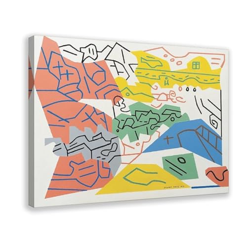 Impression sur toile Stuart Davis Bass Rocks cadre suspendu décoration murale 61x91 cm