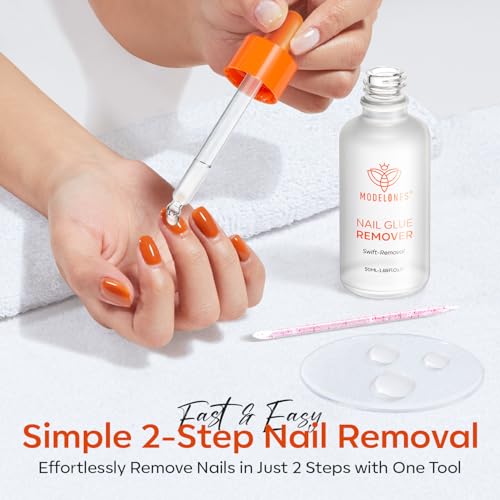 Image of Modelones 50 ML Nail Glue Remover for Base Coat Press On Nails, Upgrade Clear Stick On Nails Remover for Acrylic Tips, Nail Polish Remover