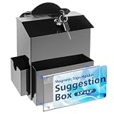 SAMYUCHO Metal Suggestion Box with Magnetic Sign Holder, Black Donation Box