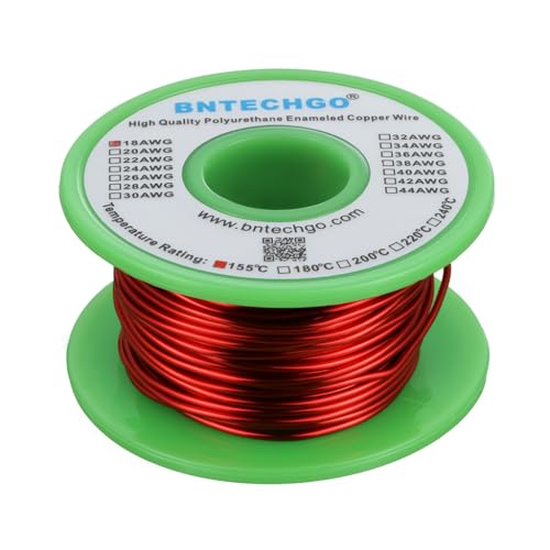 Image of BNTECHGO 18 AWG Magnet Wire 8 oz Red Enameled Copper Wire 0.0393 inch(1.00mm) | 18 Gauge Enameled Copper Coil Wire Widely Used For Transformers, Inductors, Speakers, Electromagnets, Educational Experiments
