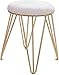Schminktisch-Hocker, Schmiedeeisen, goldfarbene Metallbeine, Schminktischhocker, moderner, kleiner, runder Hocker für Wohnzimmer, Schlafzimmer, 2122 (Farbe: Weiß)