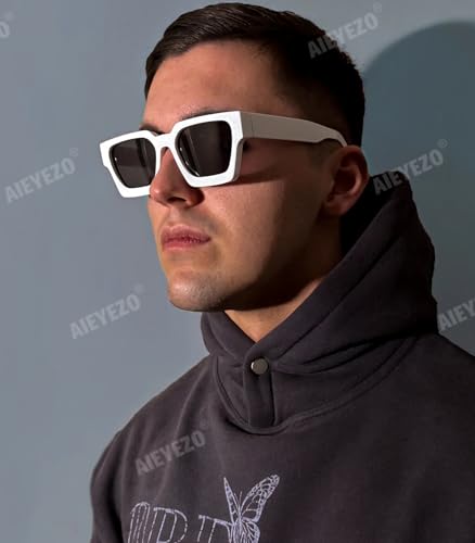 Image of AIEYEZO Square Sunglasses for Women Men Square Thick Frame Sun Glasses Simple Designer Style Shades