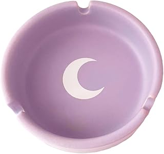 Small Round Ceramic Ashtray Purple - Ornament for Home, Office, Indoor Decor - 4x4x1.1 inch
