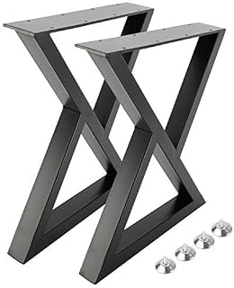 HighFree 2PCS Metal Furniture Decory Legs, Industry Rustic Square Tube Table Legs, Heavy Duty Iron Chair Bench Legs, Dining Table Legs, DIY Iron Bench Legs (X-Shape 28" H)
