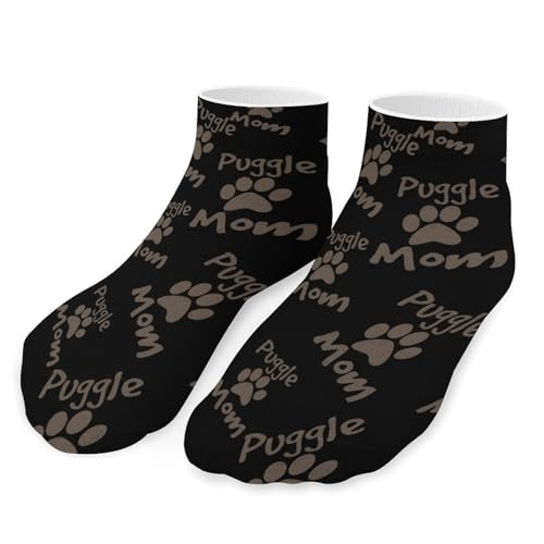 Puggle Mom Breathable Ankle Socks 1 Pairs Fashion Athletic Low Cut Sock 3.7 × 7.9 Inches